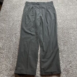 Haggar Pants Mens 36x32‎ Gray Pleated Classic Dress Slacks Cuffed Hem Polyester